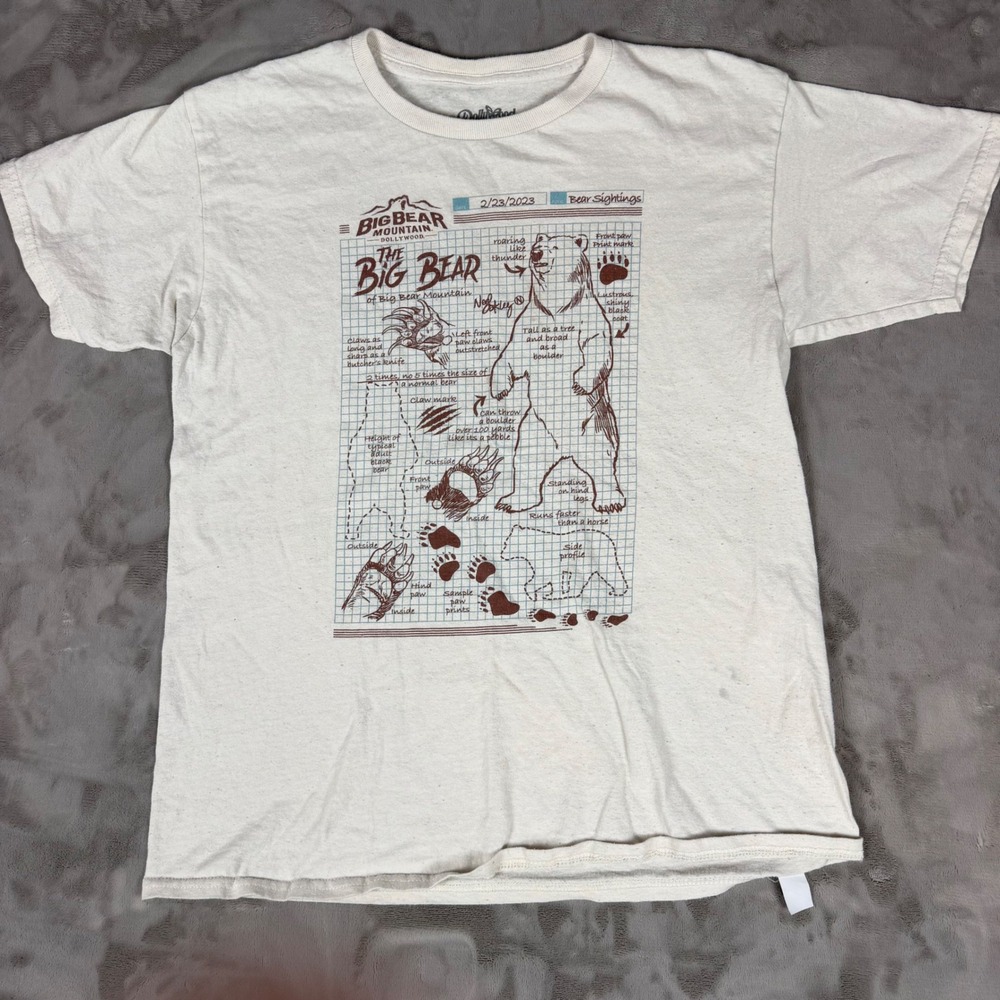 Dollywood Big Bear Mountain Kids XL Cream Graphic T-Shirt Bear Sightings Theme